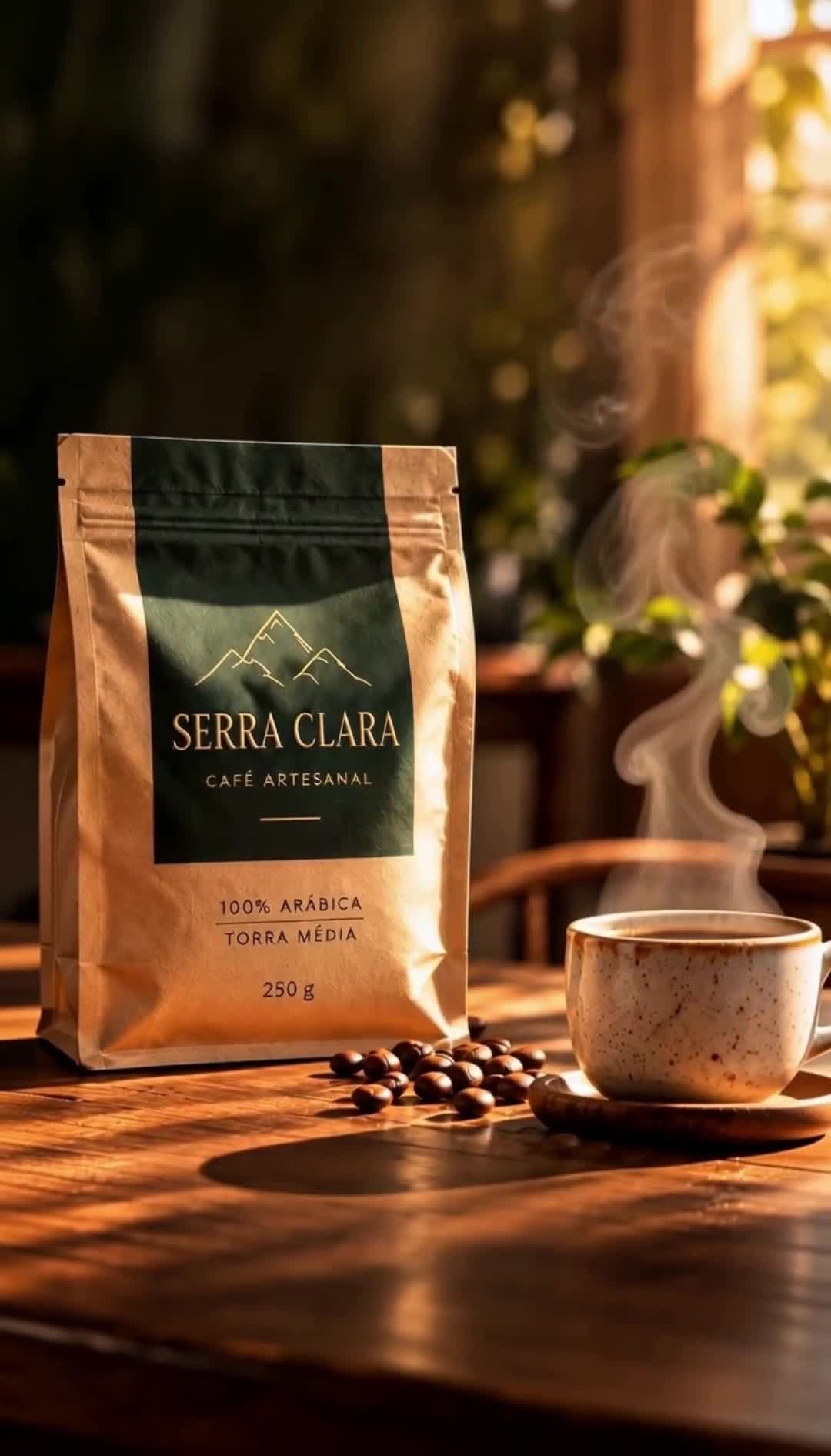 Frame do comercial de café em iluminação quente